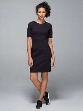 Lululemon Black Power Date Dress Spacer Scuba Fabric Pockets - Size 4 new